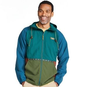 LL BEAN Men's Mountain Classic Rain Jacket, Size L Spruce/Tuscan Olive
